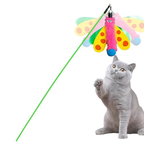 Tuxxjzm Katzen-Zauberstab-Spielzeug, Katzen-Teaser-Zauberstab-Spielzeug | Katzenstabspielzeug mit Glocke | Libellen-Katzenstab-Spielzeug, interaktiver Katzen-Teaser-Zauberstab für Katzenkätzchen, die Tuxxjzm Katzen-Zauberstab-Spielzeug, Katzen-Teaser-Zauberstab-Spielzeug | Katzenstabspielzeug mit Glocke | Libellen-Katzenstab-Spielzeug, interaktiver Katzen-Teaser-Zauberstab für Katzenkätzchen, die von Tuxxjzm