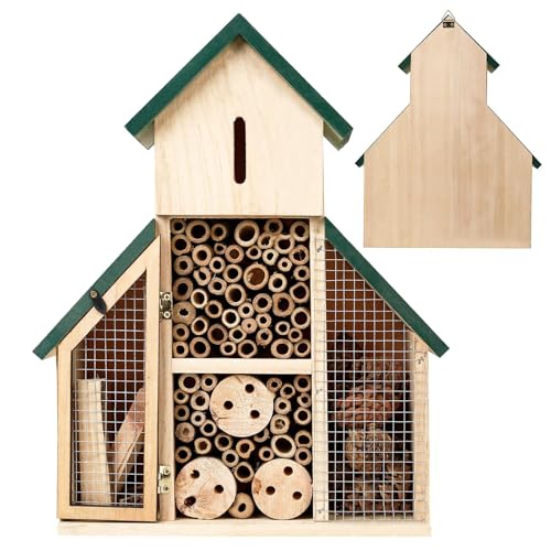 Tuxxjzm Marienkäferhaus, Bienenhäuser für den Garten | Hängendes Marienkäferhotel aus - Dekoratives Multi-Habitat-Haus für den Hof, Gartenschutz für Marienkäfer, Florfliegen, Biene Tuxxjzm Marienkäferhaus, Bienenhäuser für den Garten | Hängendes Marienkäferhotel aus - Dekoratives Multi-Habitat-Haus für den Hof, Gartenschutz für Marienkäfer, Florfliegen, Biene von Tuxxjzm