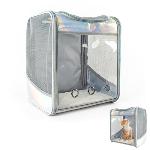 Tuxxjzm Rucksack für Katzen, atmungsaktiv, transparent, faltbar, für Haustiere, Reisetasche, Katzen-/Hunderucksack, kleine Hundetasche zum Wandern, Reisen, Camping Tuxxjzm Rucksack für Katzen, atmungsaktiv, transparent, faltbar, für Haustiere, Reisetasche, Katzen-/Hunderucksack, kleine Hundetasche zum Wandern, Reisen, Camping von Tuxxjzm