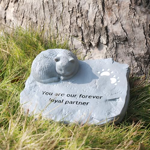 Haustier Bestattungen Grabstein,Garten Gedenkstätte,Harz gedenkstein,Wetterfest und frostsicher Grabsteine Statue,Hundegrabschmuck,Rasen gedenktafel Katze,Anwendbar für Garten Grabsteine (Stil 1) von Tuzsocr