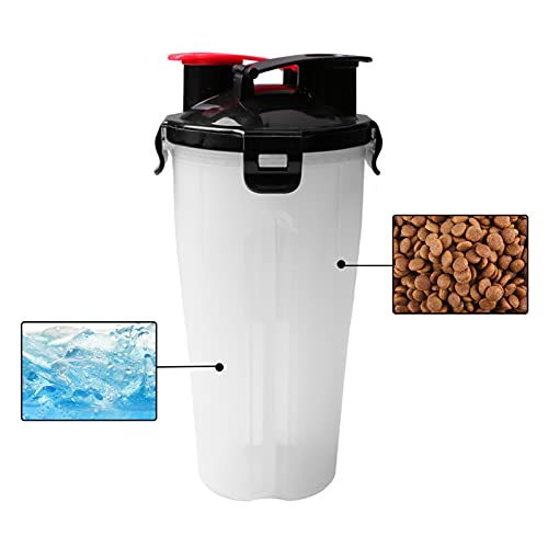 Haustier-Wasserflasche, 2-in-1 tragbare Wasser- und Futterflasche für Hunde mit 1 faltbaren Pop-Up-Schüsseln, auslaufsichere Flasche mit 2 Fächern, Haustier-Welpen-Reise-Wasserspender (weiß) Haustier-Wasserflasche, 2-in-1 tragbare Wasser- und Futterflasche für Hunde mit 1 faltbaren Pop-Up-Schüsseln, auslaufsichere Flasche mit 2 Fächern, Haustier-Welpen-Reise-Wasserspender (weiß) von Tuzsocr