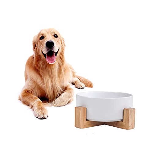 Keramik-Napf für Hunde und Katzen, 12,7 cm, mit rutschfestem Holzständer, tragbar, kein Verschütten, rund, für Tierfutter, Wasser-Futterspender, spülmaschinen-/mikrowellengeeignet, umweltfreundlich, Keramik-Napf für Hunde und Katzen, 12,7 cm, mit rutschfestem Holzständer, tragbar, kein Verschütten, rund, für Tierfutter, Wasser-Futterspender, spülmaschinen-/mikrowellengeeignet, umweltfreundlich, von Tuzsocr