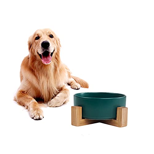 Keramik-Napf für Hunde und Katzen, 12,7 cm, mit rutschfestem Holzständer, tragbar, kein Verschütten, rund, für Tierfutter, Wasser-Futterspender, spülmaschinen-/mikrowellengeeignet, umweltfreundlich, Keramik-Napf für Hunde und Katzen, 12,7 cm, mit rutschfestem Holzständer, tragbar, kein Verschütten, rund, für Tierfutter, Wasser-Futterspender, spülmaschinen-/mikrowellengeeignet, umweltfreundlich, von Tuzsocr