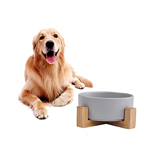 Keramik-Napf für Hunde und Katzen, 12,7 cm, mit rutschfestem Holzständer, tragbar, kein Verschütten, rund, für Tierfutter, Wasser-Futterspender, spülmaschinen-/mikrowellengeeignet, umweltfreundlich, Keramik-Napf für Hunde und Katzen, 12,7 cm, mit rutschfestem Holzständer, tragbar, kein Verschütten, rund, für Tierfutter, Wasser-Futterspender, spülmaschinen-/mikrowellengeeignet, umweltfreundlich, von Tuzsocr