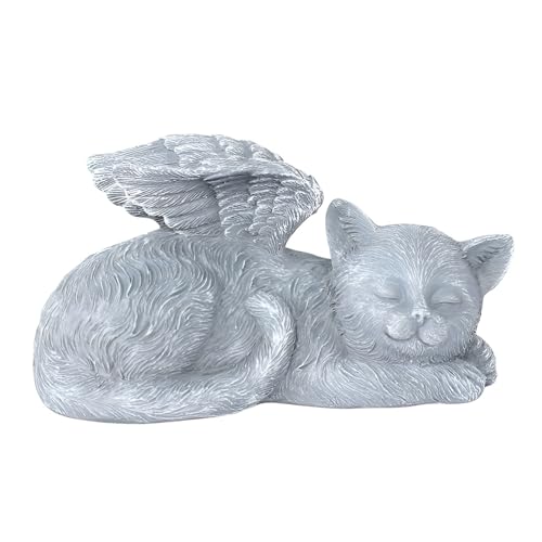 Tuzsocr Gedenkstein für Haustiere,Gedenkstatue für Katze und Hund,Schlafender Engel Tier Grabstein,Antique Stone Finish,Leicht zu Reinigen,Platzieren auf Tischplatten,in Gärten und Friedhöfen (Katze) von Tuzsocr