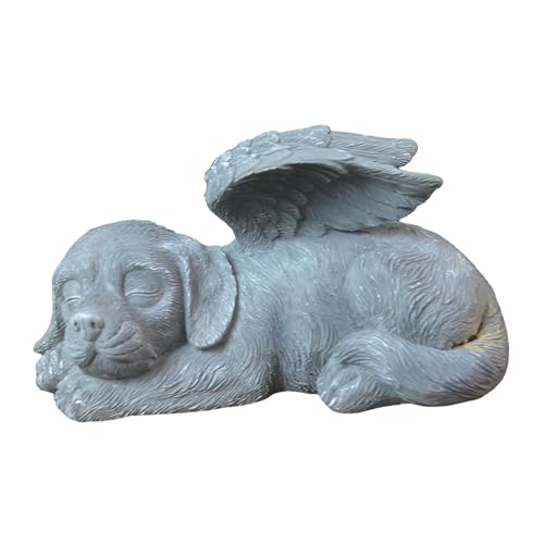 Tuzsocr Gedenkstein für Haustiere,Gedenkstatue für Katze und Hund,Schlafender Engel Tier Grabstein,Antique Stone Finish,Leicht zu Reinigen,Platzieren auf Tischplatten,in Gärten und Friedhöfen (Hund) von Tuzsocr