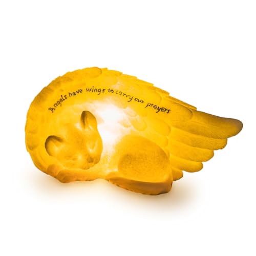 Tuzsocr Hunde Engel Gedenkstatue mit LED-Solarlicht, Solar Katze Engel Gedenkstein Grabstein, Wetterfest Hundefigur Grabschmuck, Mini-Tierstatue für Garten, Grabsteine oder Rasendekoration (Katze) von Tuzsocr