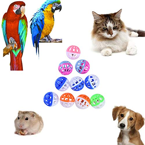 Tuzsocr Katzenspielzeug-Ball mit Glocke, 4 cm, Kunststoff, Katzenspielzeug, Jingle Chase, Rassel, hohle Bälle, Jingle Bell Bälle für Hunde/Katzen, Jagdspielzeug, zufällige Farbe, 10 Stück Tuzsocr Katzenspielzeug-Ball mit Glocke, 4 cm, Kunststoff, Katzenspielzeug, Jingle Chase, Rassel, hohle Bälle, Jingle Bell Bälle für Hunde/Katzen, Jagdspielzeug, zufällige Farbe, 10 Stück von Tuzsocr