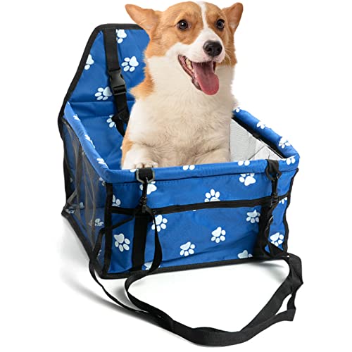 Tuzsocr Transporttasche für Hunde und Katzen mit Sitzerhöhung, tragbarer Autositz für Hunde, atmungsaktiv, mit Sicherheitsleine, für Haustiere, Katzen, Hunde (blau) von Tuzsocr