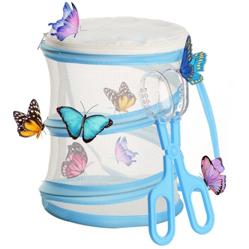 Insekt Käfig Butterfly Habitat Käfig Schmetterlingslebensraum Käfig Insekt Käfig Netz Schmetterling Lebensraum Schmetterlings Habitat Käfig Schmetterlingskäfig Insektenzuchtnetzkäfig (blau) von Twinice
