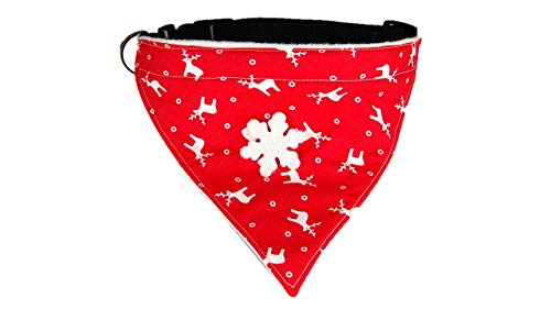 Twinkys Dog Style Hunde Halstuch Halsband XL rot m. Rentieren und großer Schneeflocke Halsumfang 52 cm - 62 cm von Twinkys