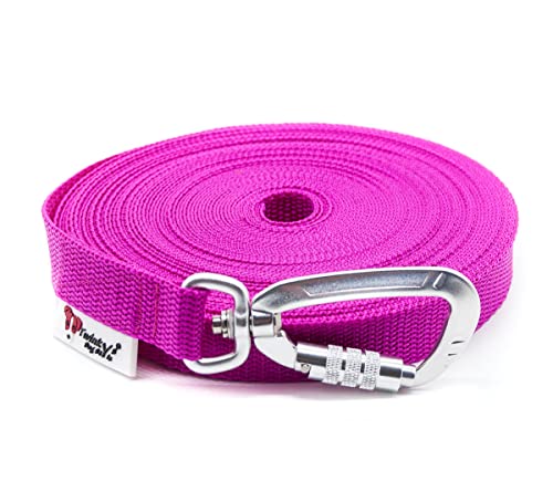 Twinkys Dog Style Hundeleine Schleppleine MIT Handschlaufe mit Sicherheitskarabiner 20 mm breit für Hunde bis 50 kg 30 Meter, Pink Made in Germany von Twinkys