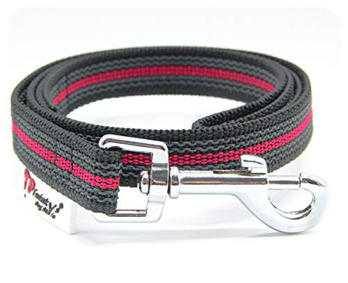 Twinkys Dog Style Schleppleine Hundeleine gummiert 20 mm breit für Hunde bis 50 kg - MIT Handschlaufe 1 Meter Schwarz Rot Made in Germany von Twinkys