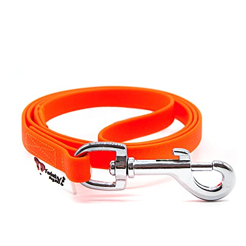 Twinkys Dog Style Salzwasser beständiger Edelstahl Karabiner Hundeleine Wasserabweisend 13 mm breit für Hunde MIT Handschlaufe Neon Orange 1 Meter Made IN Germany von Twinkys