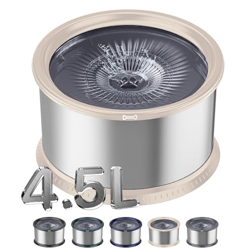 Twinsing 4.5L/1.2Gal Dog Water Bowl No Spill Stainless Steel Slow Water Bowl for Medium Large Dogs, Large Capacity Splash Proof Dog Slow Water Feeder with Anti Slip Mat for Mess Drinkers, Beige Twinsing 4.5L/1.2Gal Dog Water Bowl No Spill Stainless Steel Slow Water Bowl for Medium Large Dogs, Large Capacity Splash Proof Dog Slow Water Feeder with Anti Slip Mat for Mess Drinkers, Beige von Twinsing