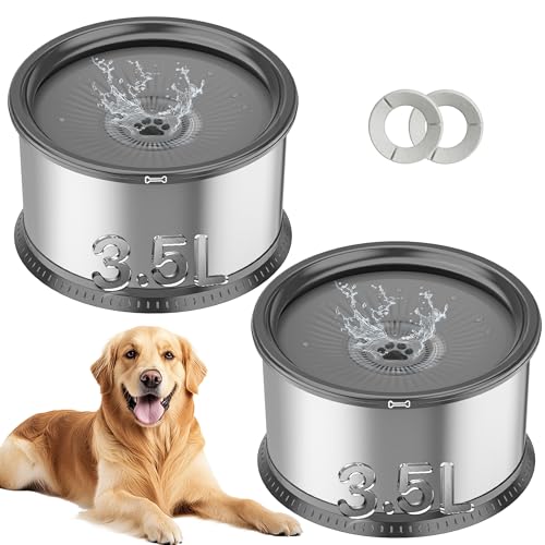 Twinsing Wassernapf für Hunde, 3,5 l, kein Verschütten, Edelstahl, langsamer Wassernapf für kleine, mittelgroße und große Hunde, spritzwassergeschützt, mit rutschfester Matte für schlampige Twinsing Wassernapf für Hunde, 3,5 l, kein Verschütten, Edelstahl, langsamer Wassernapf für kleine, mittelgroße und große Hunde, spritzwassergeschützt, mit rutschfester Matte für schlampige von Twinsing