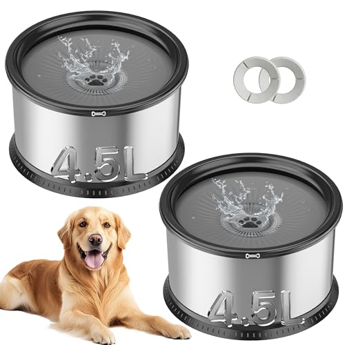 Twinsing Wassernapf für Hunde, 4,5 l, kein Verschütten, Edelstahl, langsamer Wassernapf für kleine, mittelgroße und große Hunde, spritzwassergeschützt, mit rutschfester Matte für schlampige von Twinsing