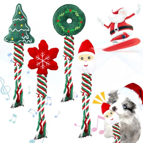 Tyafzzn 4 Stück Hundespielzeug Weihnachten, Hundespielzeug Unzerstörbar, Naturbaumwolle Hundespielzeug, Tolles Hundespielzeug für Geschenke für Hunde Tyafzzn 4 Stück Hundespielzeug Weihnachten, Hundespielzeug Unzerstörbar, Naturbaumwolle Hundespielzeug, Tolles Hundespielzeug für Geschenke für Hunde von Tyafzzn