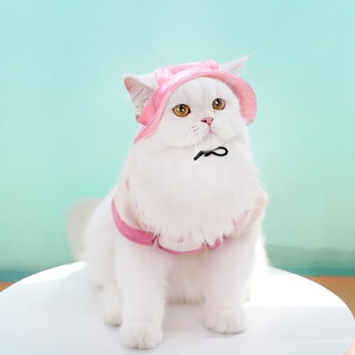 Katzen-Sonnenhut, Baseballkappe mit freiliegenden Ohren, Outdoor-Sportmütze, geeignet für kleine Katzen (Rosa, Medium) von Tyasoleil