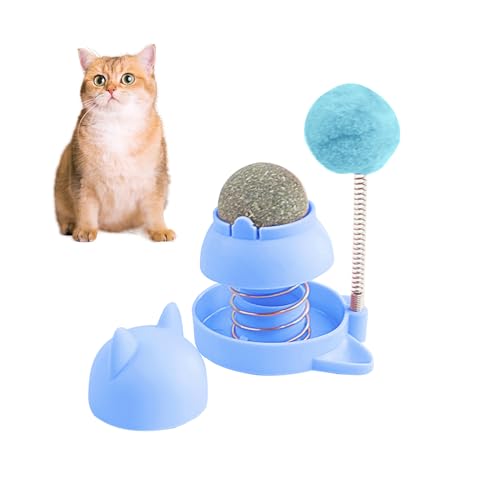 Tyasoleil Katzenspielzeug mit Feder, Leckbarer Katzenminze-Ball - Selbstspiel Langeweile Linderung Interaktives Haustierspielzeug für Katzen (Blau) von Tyasoleil