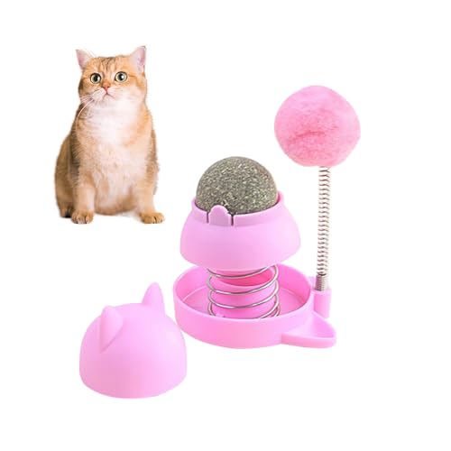 Tyasoleil Katzenspielzeug mit Feder, Leckbarer Katzenminze-Ball - Selbstspiel Langeweile Linderung Interaktives Haustierspielzeug für Katzen (Rosa) von Tyasoleil