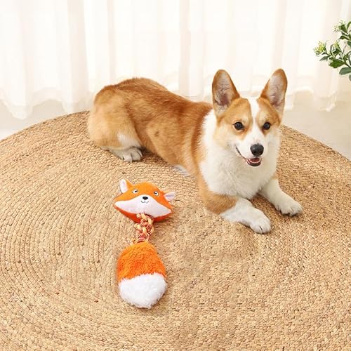 Tyasoleil Quietschspielzeug für Hunde und alle Rassen, interaktives Plüschseil (Fuchs) von Tyasoleil