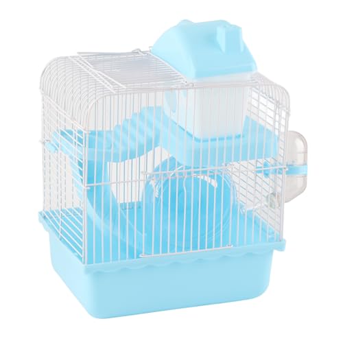 Hamsterkäfig, 2 Stufen Großer Hamsterkäfige großer Raum -High -Chassis -Design 2 Stufen Hamster Käfig Kleiner Haustier, der Käfig für kleine Tiere und Verwendung im Freien trägt (Blue) von Tyenaza