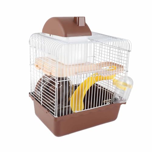 Hamsterkäfig, 2 Stufen Großer Hamsterkäfige großer Raum -High -Chassis -Design 2 Stufen Hamster Käfig Kleiner Haustier, der Käfig für kleine Tiere und Verwendung im Freien trägt (Coffee) von Tyenaza