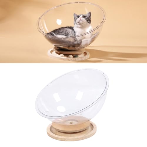 Space Capsule Cat Bed, Clear Acrylic with Wood Turntable Catnip Ball Track Toy Elevated Cat Bed for Cats Sleeping Playing Space Capsule Cat Bed, Clear Acrylic with Wood Turntable Catnip Ball Track Toy Elevated Cat Bed for Cats Sleeping Playing von Tyenaza