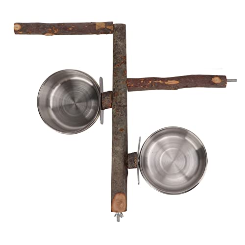 Tyenaza Birds Cage Stand Feeder, Papageiholz -Holzständer mit Edelstahl -Lebensmittelschalen -Kombination Vogel -Käfig -Feeder -Set (L 28 Inch) von Tyenaza