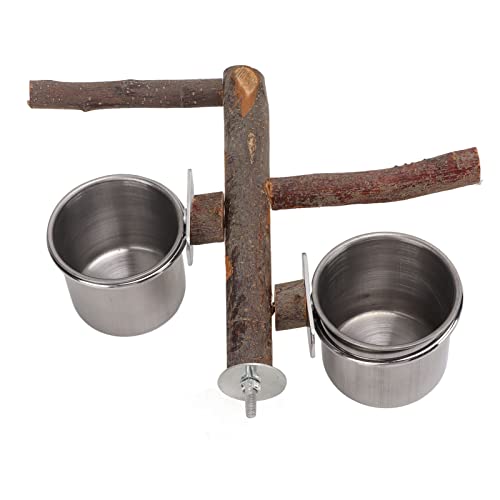 Tyenaza Birds Cage Stand Feeder, Papageiholz -Holzständer mit Edelstahl -Lebensmittelschalen -Kombination Vogel -Käfig -Feeder -Set (S 23 Inch) von Tyenaza