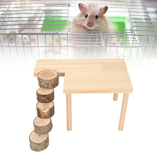 Tyenaza Hamster Climb -Plattform, dekoratives Holzspiel -Spielplatz für kleine Haustiere mit runden Leiter für Zuckergleiter (29 x 20 x 15,5 cm) von Tyenaza