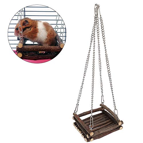Tyenaza Hamster Hängematte, Holz Hamster Schwung Hängematte kleines Haustierspielzeug Molar Lieferungen Tierkäfigzubehör, für Hamster und andere kleine Haustier Tyenaza Hamster Hängematte, Holz Hamster Schwung Hängematte kleines Haustierspielzeug Molar Lieferungen Tierkäfigzubehör, für Hamster und andere kleine Haustier von Tyenaza