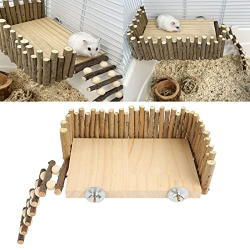 Tyenaza Hamster Kletterplattform, Holzkauspielzeug Kleiner Haustier -Aktivitätsplatz mit Zaun, für Zuckergleiter Goldener Bär (Screw Style) von Tyenaza