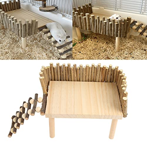 Tyenaza Hamster Kletterplattform, Holzkauspielzeug Kleiner Haustier -Aktivitätsplatz mit Zaun, für Zuckergleiter Goldener Bär (Universal Type) von Tyenaza