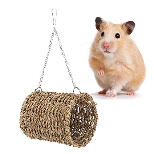 Tyenaza Pet Hängematte, Strohseil geflochtener Hamster Sommerschlafen Hängematte Hangbett für Eichhörnchen Papageien (12x10x26 cm) von Tyenaza