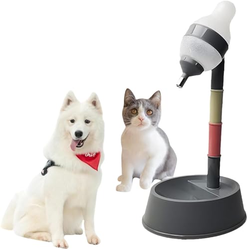 Wasserspender für Haustiere, Hunde Trinkbrunnen Haustier Wasserspender Höhenverstellbarer Automatischer Haustier Katze Stehender Wasserspender Für Katzen, Hunde, Haustiere(Dunkelgrau) von Tyenaza