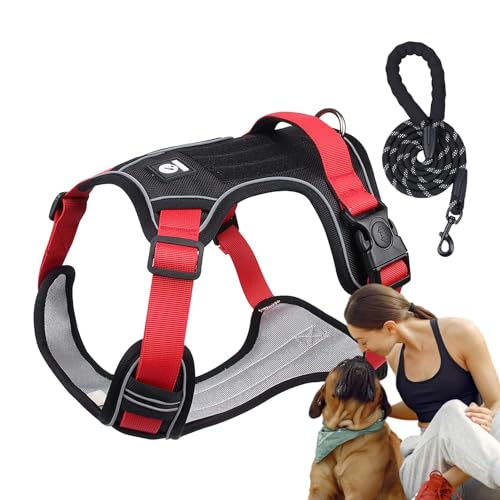 Tyinerc Hundetrainingsgeschirr, Hundegeschirr für große Hunde,Atmungsaktives, reflektierendes Hundegeschirr, verstellbares Hundegeschirr - Hunde-Ziehgeschirr, Hundegeschirr-Halsband-Set mit Polsterung Tyinerc Hundetrainingsgeschirr, Hundegeschirr für große Hunde,Atmungsaktives, reflektierendes Hundegeschirr, verstellbares Hundegeschirr - Hunde-Ziehgeschirr, Hundegeschirr-Halsband-Set mit Polsterung von Tyinerc