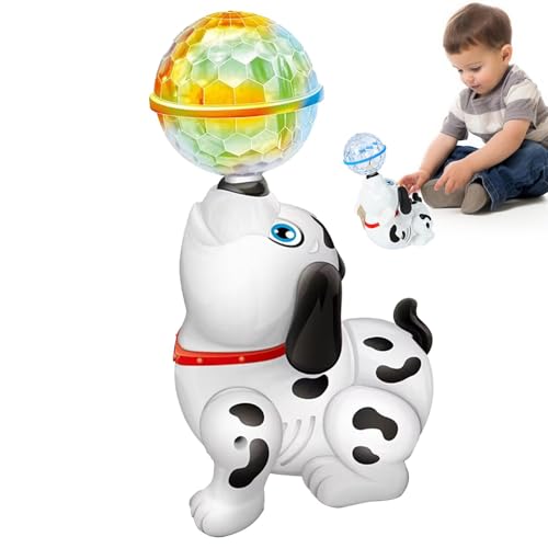 Tyinerc Musik und Licht für Hunde Stunt, Spielzeug für singende und tanzende Hunde, elektronisches Spielzeug für Haustiere, Hunde, die den Ball mit Musik und Licht führen – rotierendes Spielzeug von Tyinerc