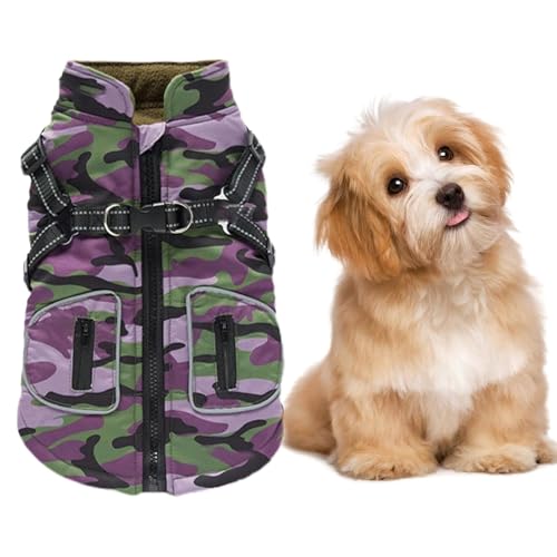 Tyinerc Wasserdichte Weste für Hunde, wasserdichte Hundejacke | reflektierender Winteranzugmantel für Haustiere, Weste mit integriertem Geschirr für kleine und kleine Hunde von Tyinerc