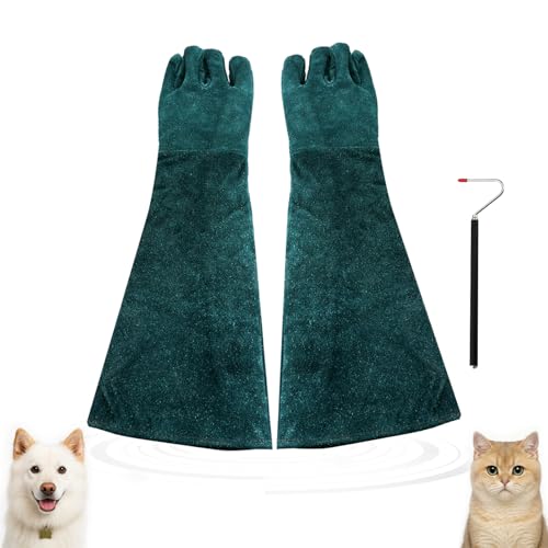 Tylulikaty Bissfeste Handschuhe für Tierhandhabung & 101,6 cm faltbarer Schlangenhaken-Set – für Falknerei, Reptilien, Schlangen, Hunde, Katzen, Vogelsicherheit, tragbarer Schutz von Tylulikaty