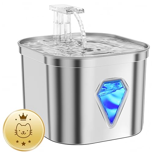 Tyonto Edelstahl katzenbrunnen trinkbrunnen mit LED-Licht,2.5L,Ultra-Leise,wasserspender fountain USB-Stromversorgung wasserbrunnen und Aktivkohle, 5-stufige Filtration, für cat Katzen und Hunde,katze Tyonto Edelstahl katzenbrunnen trinkbrunnen mit LED-Licht,2.5L,Ultra-Leise,wasserspender fountain USB-Stromversorgung wasserbrunnen und Aktivkohle, 5-stufige Filtration, für cat Katzen und Hunde,katze von Tyonto