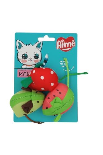 Tyrol Aimé Katzenspielzeug Kawaii Maus Obst – Katzenspiel Wohnung – bunt, knackig und lustig – mit Catnip-Polsterung – Attraktives Design mit Erdbeere, Kiwi und Wassermelone – 3 Stück Tyrol Aimé Katzenspielzeug Kawaii Maus Obst – Katzenspiel Wohnung – bunt, knackig und lustig – mit Catnip-Polsterung – Attraktives Design mit Erdbeere, Kiwi und Wassermelone – 3 Stück von Tyrol