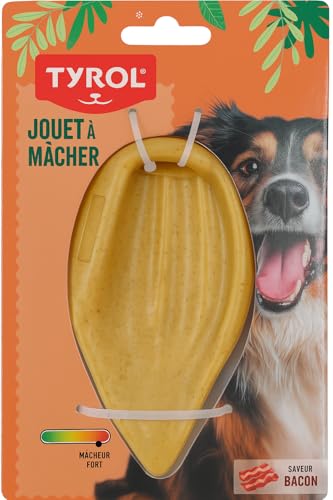Tyrol - Hundespielzeug aus Bambus, Schweineohren, Spielzeug für Hunde, mit Bambusfaser und Nylon, hart, für Starke Kauer, Geschmack von Erdnussbutter & Speck, 16 cm von Tyrol