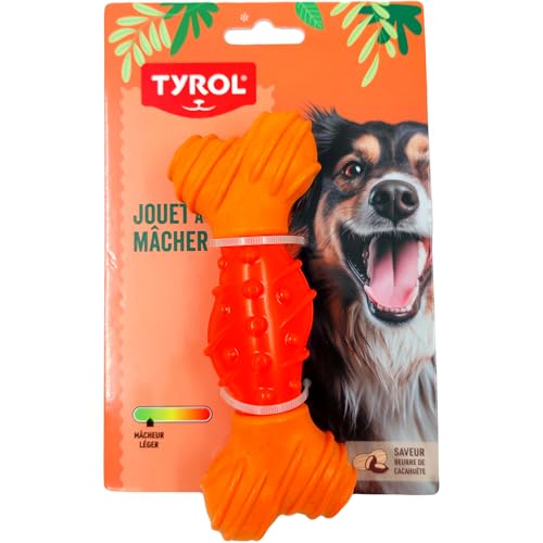Tyrol - Hundespielzeug aus Bambus – Spielzeug für Hunde – massiert Zähne und Zahnfleisch – mit Bambusfaser und Gummi – weicher Widerstand für leichte Kauer – Geschmacksrichtung: Butter mit von Tyrol