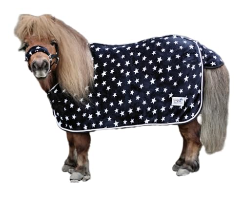 Abschwitzdecke Set Glori Set Decke mit Halfter Nicky Fleece Schwarz Sterne 65 70 75 80 85 90 95 100 cm Minishetty Shetty (75 cm) von Tysons Breeches