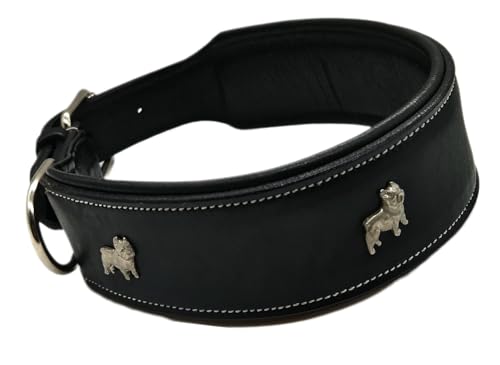 Bulli Lederhalsband Leder Halsband Breit Schwarz o Braun S M L genäht - Hohe Zukfraft Tysons (L, Schwarz) von Tysons Breeches