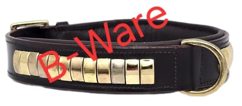 Dolf Lederhalsband Schwarz o Braun Messing Beschläge Gold Farben S M L XL Tysons Breit ! (XL, Schwarz) von Tysons Breeches