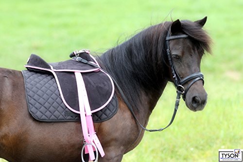 Tysons Breeches Sattel Set Schwarz/Rosa incl Zubehör Falabella Minipony Minishetty Mini Sattel Shetty 8 10 12 Zoll Holzpferd geeignet super leicht (12 Zoll) von Tysons Breeches