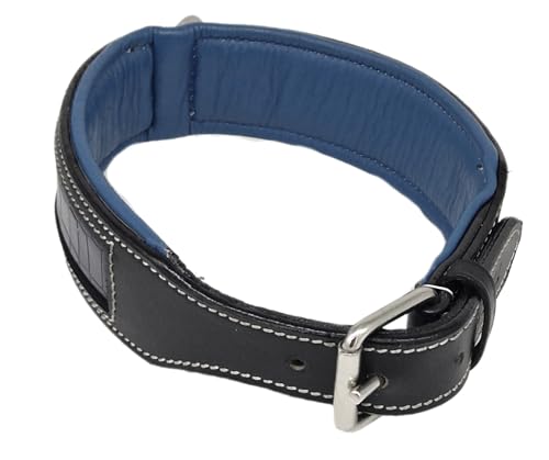 Tysons Breeches Cloud Leder Halsband Lederhalsband M L XL BREIT Blau Rot Kroko Design (XL, Blau) von Tysons Breeches